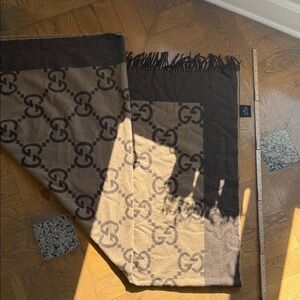 Light and Dark Brown Patterned Gucci Throw AUTHENTIC
